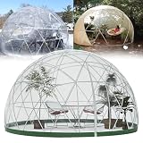 PLABNK Tenda A Bolla Dome House - con Copertura Parasole, Trasparente/Vista A 360°, Diametro: 3,6 M/4,6 M, con 2 Corde Luminose da 10 M, per 4-6/8-12 Persone, per Esterno/Campeggio,4.6M
