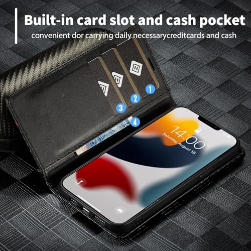 Étui de protection iPhone 13 Mini en cuir hybride et finitions carbone