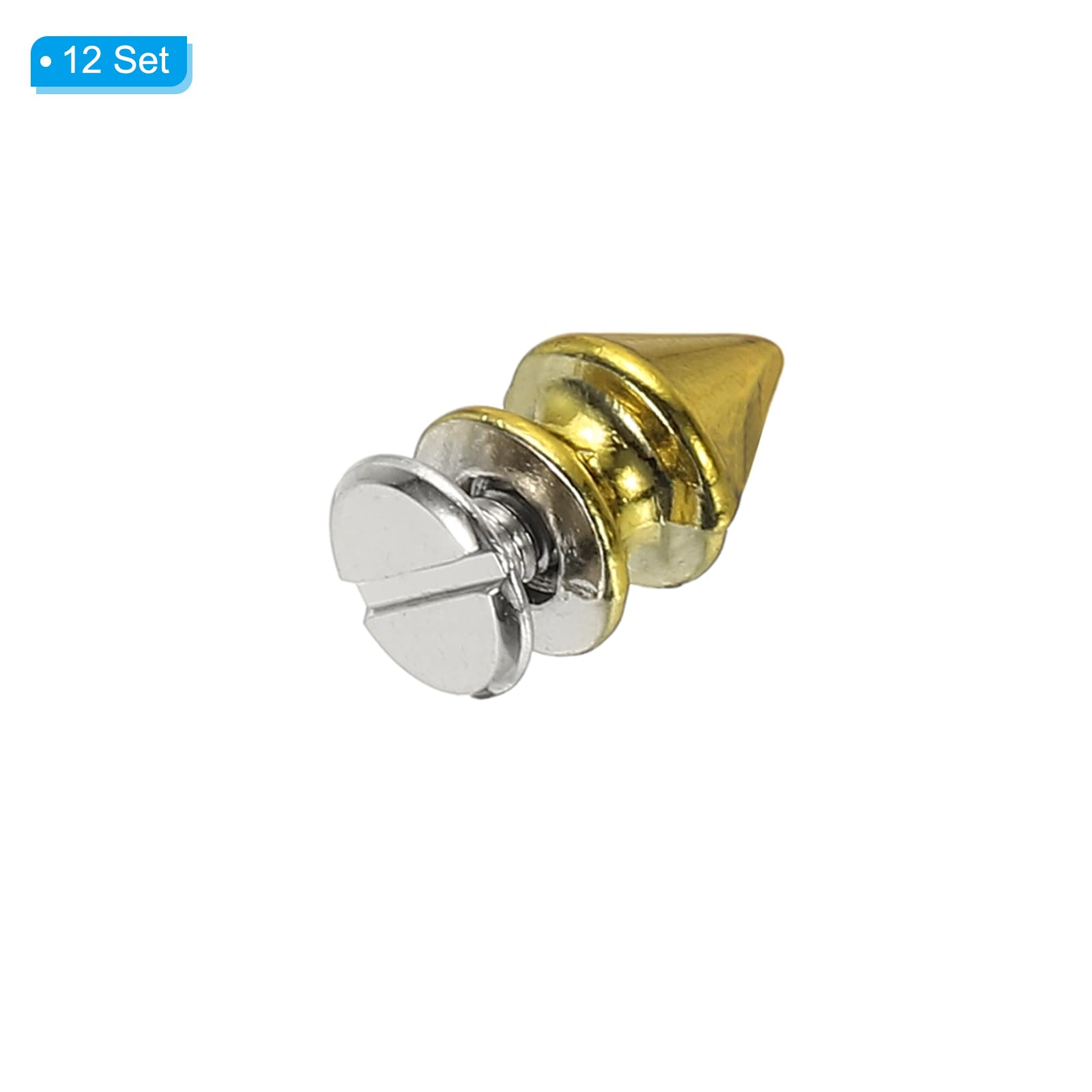 PATIKIL 12mm Studs for Clothing 12 Sets Spikes for Clothes Studs and Spikes Leather Rivets Metal Cone Punk Spikes Screw Posts with Hole Puncher for Leather Jacket Fabric Dark Gold - Image 3
