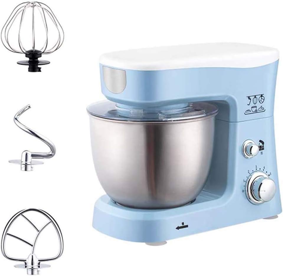 Desktop Whisk 6 Speed Egg Beater Electric Kitchen Food Mixer Table Stand Cake Dough Mixer Handheld Blender Baking Whipping Cream Machine (Blue)