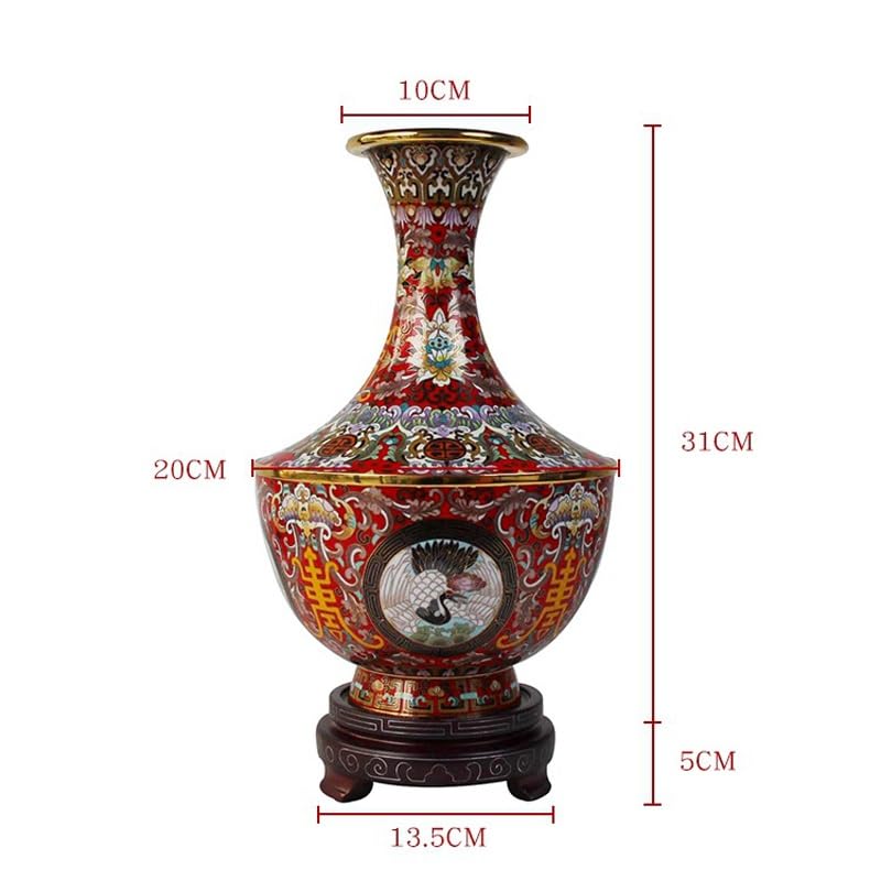 Vase En Cloisonné Sur Cuivre Forme Ovale - Déco Vintage Française