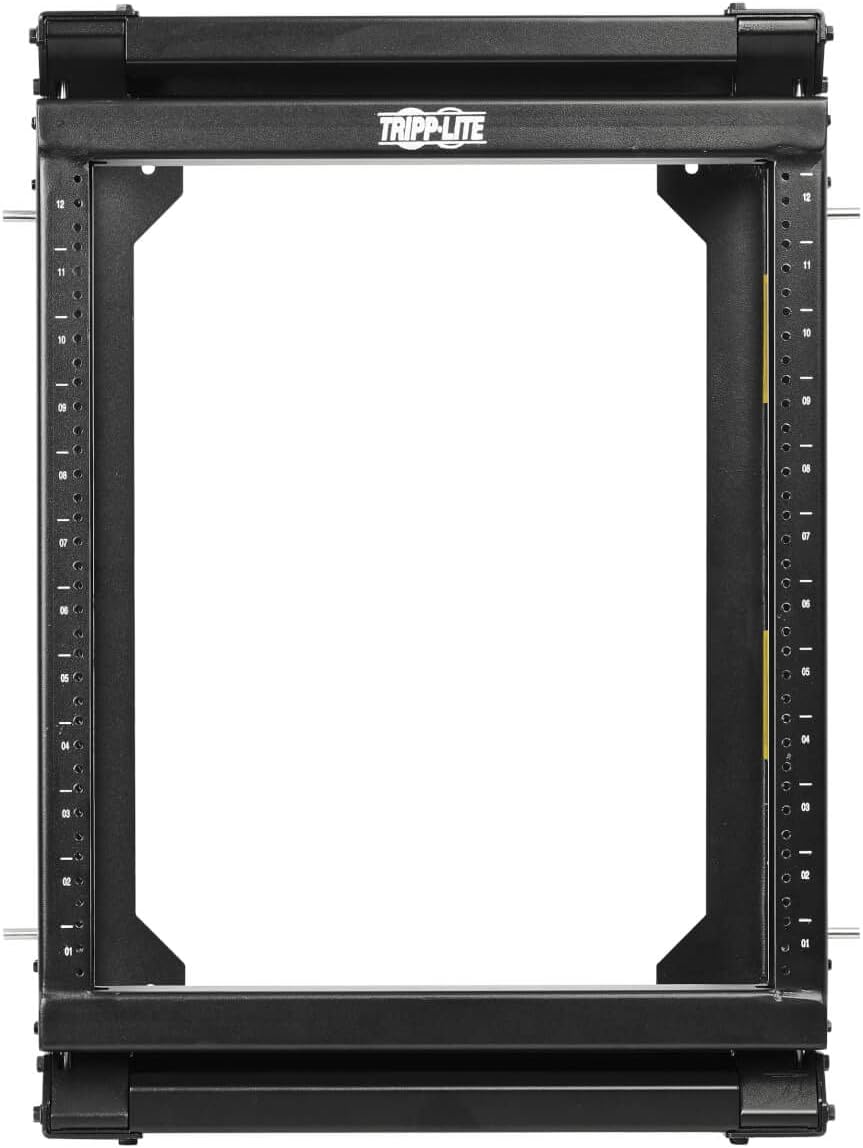 Tripp Lite 12U Wall-Mount Open Frame Server Rack Enclosure, 2-Post, Hinged Front, Heavy-Duty Steel, 12-24 Threaded & Numbered Mounting Holes, 5-Year Warranty (SRWO12US2)