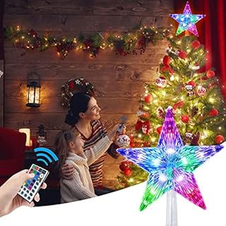 Cewuidy Christmas Star Tree Topper Lights 8.5inch 10LED Multicolour with Versatile Remote Controller 3AA Battery Powered Great Accessory for Christmas Tree DecoratingIndoor and Outdoor 