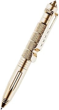 Multifunctional Pen Self Defense Pen Ballpoint Pen Military Multifunction Ballpoint Pen Spinner Portable Multipurpose Non-Slip Aluminum Writing Tool for Outdoor Camping Hiking Gold
