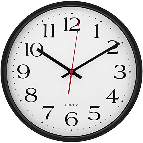 Large Decorative Black Wall Clock - Universal Non-Ticking & Silent 12-Inch Wall Clock