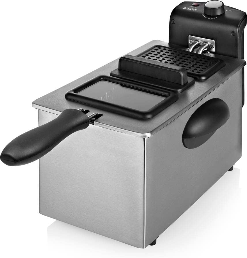 Becken Friggitrice elettrica, capacità 3L, 2000 W, Termostato regolabile, acciaio inossidabile e nero (7392414) Becken Friggitrice elettrica, capacità 3L, 2000 W, Termostato regolabile, acciaio inossidabile e nero (7392414)