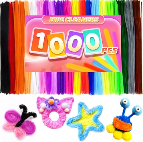 Image of Praisebank Pipe Cleaners,1000pcs 20 Multi-Colored Chenille Stems for DIY Projecets, Arts & Crafts Supplies for Festival Party Decorations