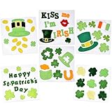 6 St. Patrick's Day Gel Clings; Includes: Shamrock, Leprechaun Hat, Pot-O-Gold, Kiss Me I'm Irish...