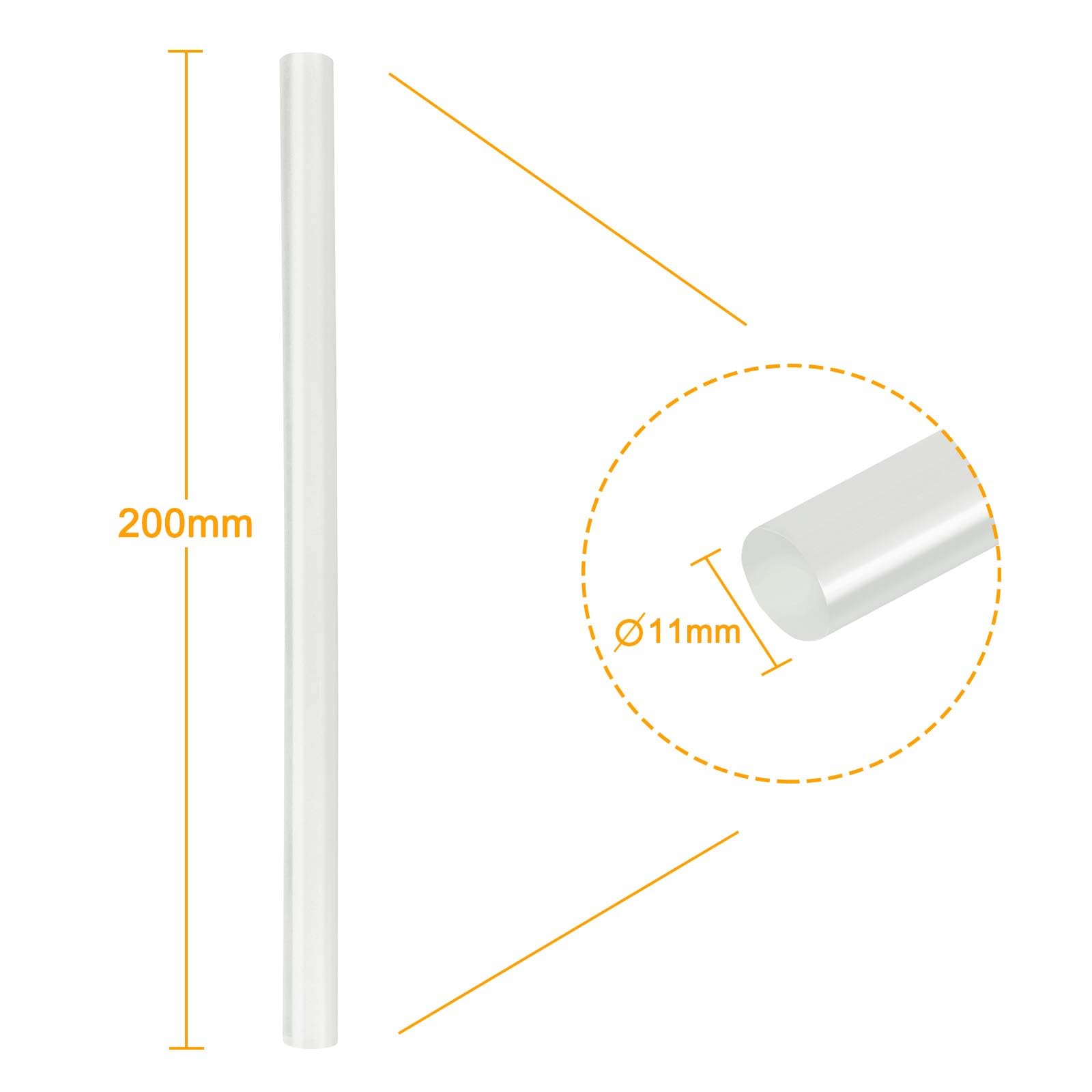 UISEBRT Colla a caldo, 11 mm x 200 mm, trasparente, fai da te standard, colla a caldo super forte, per pistola per colla a caldo (12 kg trasparente)