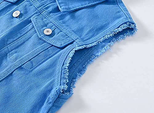Image of Lazutom Men's Sleeveless Denim Vest Casual Slim Fit Ripped Classic Button Down Jean Jacket