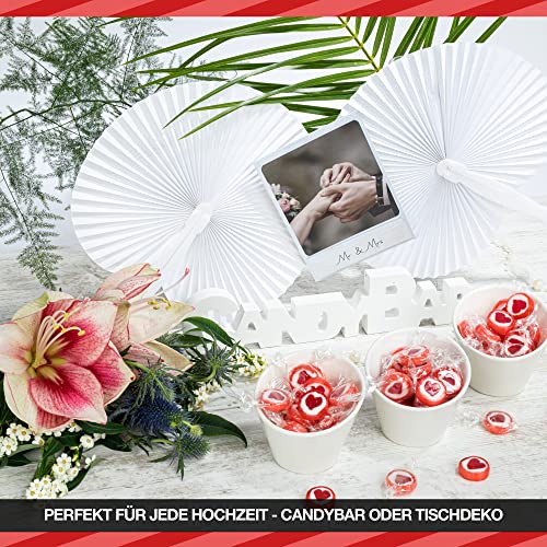 FOOD crew 500g Herzbonbons einzeln verpackt Rot - Rocks Bonbons - Hochzeitsbonbons für Gäste - Tischdeko zu Hochzeit Taufe Valentinstag Muttertag Kommunion - Bonbons Herzen - Herzbonbons Hochzeit