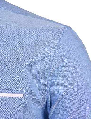Image of ZEROYAA Mens Hipster Mandarin Collar Slim Fit Long Sleeve Casual Button Down Oxford Dress Shirt with Pocket