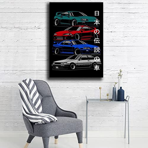 Jdm Car Poster Rx7 Fd3S Classic Canvas Wall Art Legends Essential Gts Sports Car Poster Living Room Artwork Paintings For Bathroom (Legends Car,16X24Inch-Unframe) #TOP5