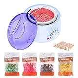 Wax enthaarung, Wachswärmer mit 4X100g Wachsperlen für haarentfernung,Schmerzloses Wachserhitzer Haarentfernung Set,Professional elektrischer Wachserhitzer für alle Wachstypen