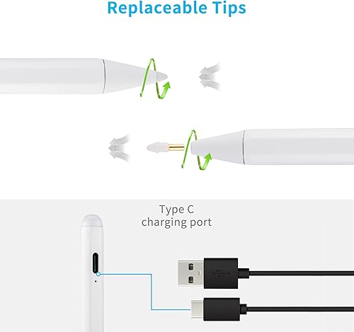 Miniatura 5 de Lápiz para iPad A16, lápiz capacitivo para iPad de 8ª/9ª/10ª/11ª generación con rechazo de palma, bueno para dibujar y bocetar, color blanco