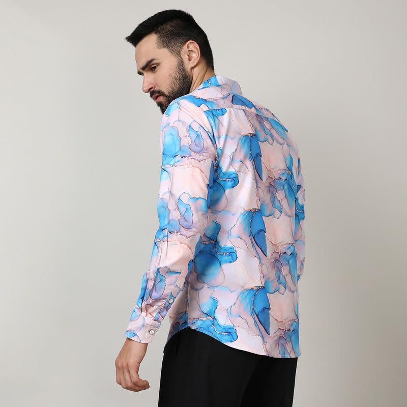 Image of CAHOOT Men's Twisted Crease Shirt for Casual Wear | Spread Collar | Long Sleeve | Button Closure | Shirt Crafted with Comfort Fit for Everyday Wear