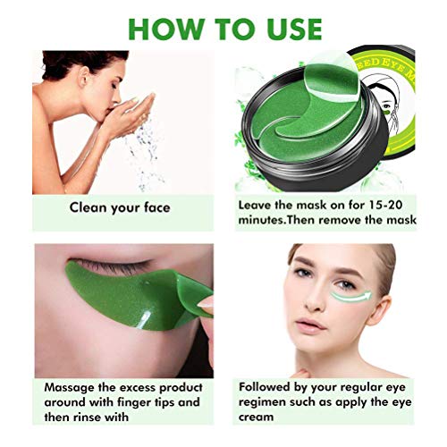 Under Eye Mask,Collagen Eye Mask Green Seaweed Eye Mask Under Eye Pad Dark Circle Puffiness Eye Bag Firming Skin Care… - Image 8
