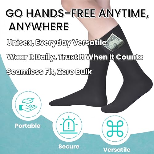 Handmade Hidden Pocket Ankle Socks with Magnetic Closure, Anti-Theft Travel Socks for Men & Women, Secure Storage for Cash, Cards, Keys | Moisture-Wicking Hiking, Running, Athletic Socks (Size US9-12)4
