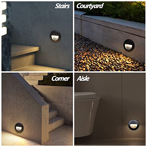 Arotelicht 6Pcs 3W Led Recessed Light Step Light Warm White 3000K Recessed Wall Light Spotlight Staircase Light Lighting Lamp, Inside Outside Garden Balcony Corridor, Aluminum, 120V #TOP6
