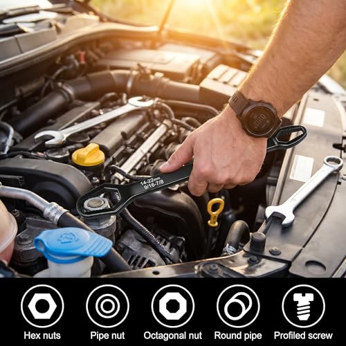 Image of Universal Double Ended Wrench Set, 3mm-22mm Wrench Double-Head Self-Tightening Adjustable Wrench,Multifunctional Sink Tool Set for Home,Plumbing, Automotive Repair, Multi Size Bolt Removal,4PC