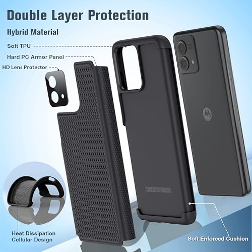 Image of FNTCASE for Motorola Moto G-Stylus-5G-2023 Case: Dual Layer Shockproof Protective Phone Cover | Anti Slip Textured Back | Military Protection Bumper | Soft Slim Lightweight Rugged Black