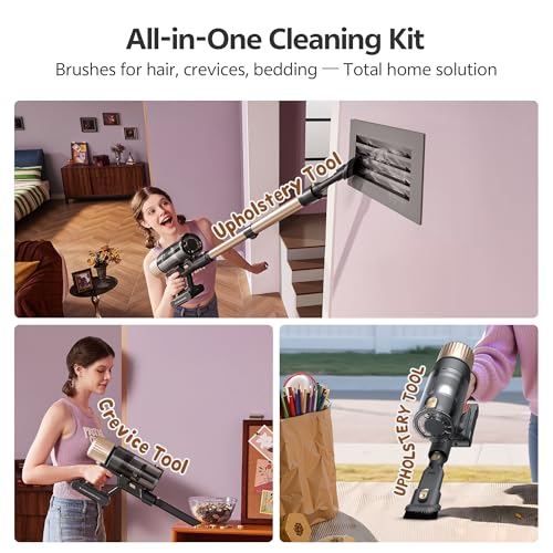 Image of Ultenic Cordless Vacuum Cleaner, 600W 60KPA 65Mins Vacuum Cleaners for Home, Stick Vacuum Cordless with Touch Screen, Self-Standing, 180 Lay-Flat, Anti-Tangle Brush for All Floors /Pet Hair /Carpets