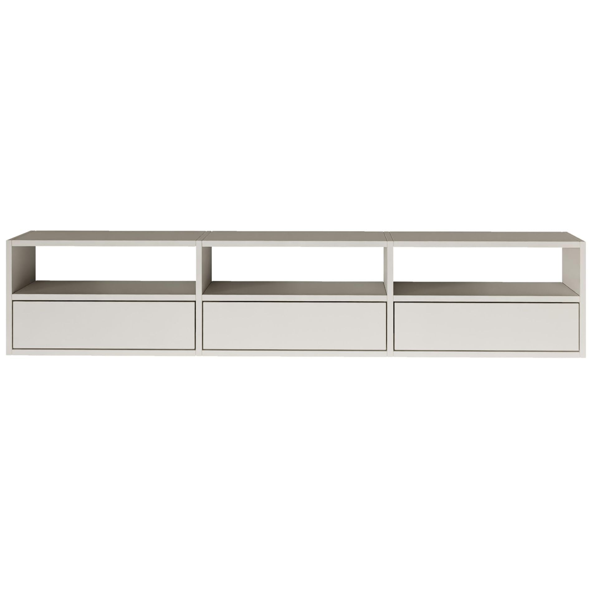 Selsey TV Lowboard - Weiß Farbe Moderne Fernseher Kommode 150 x 30 x 30 cm (BxTxH) TV Unterschrank für Wohnzimmer Schrank mit Klappen Push to Open Lowboard Hängend TV Cabinet Wandmontage
