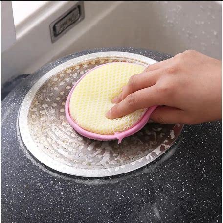 Magic Providers 2 in 1 Stainless Steel with Sponges Scrubber - Pack of 6 | Double Side Dishwashing Scrub for Pots & Pans | Kitchens | Bathroom | Tableware Dish | Tough Cleaning 3