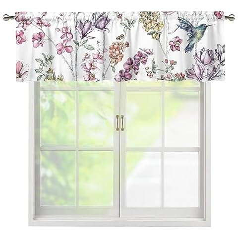 Binienty Vintage Floral Print Window Valance Cover