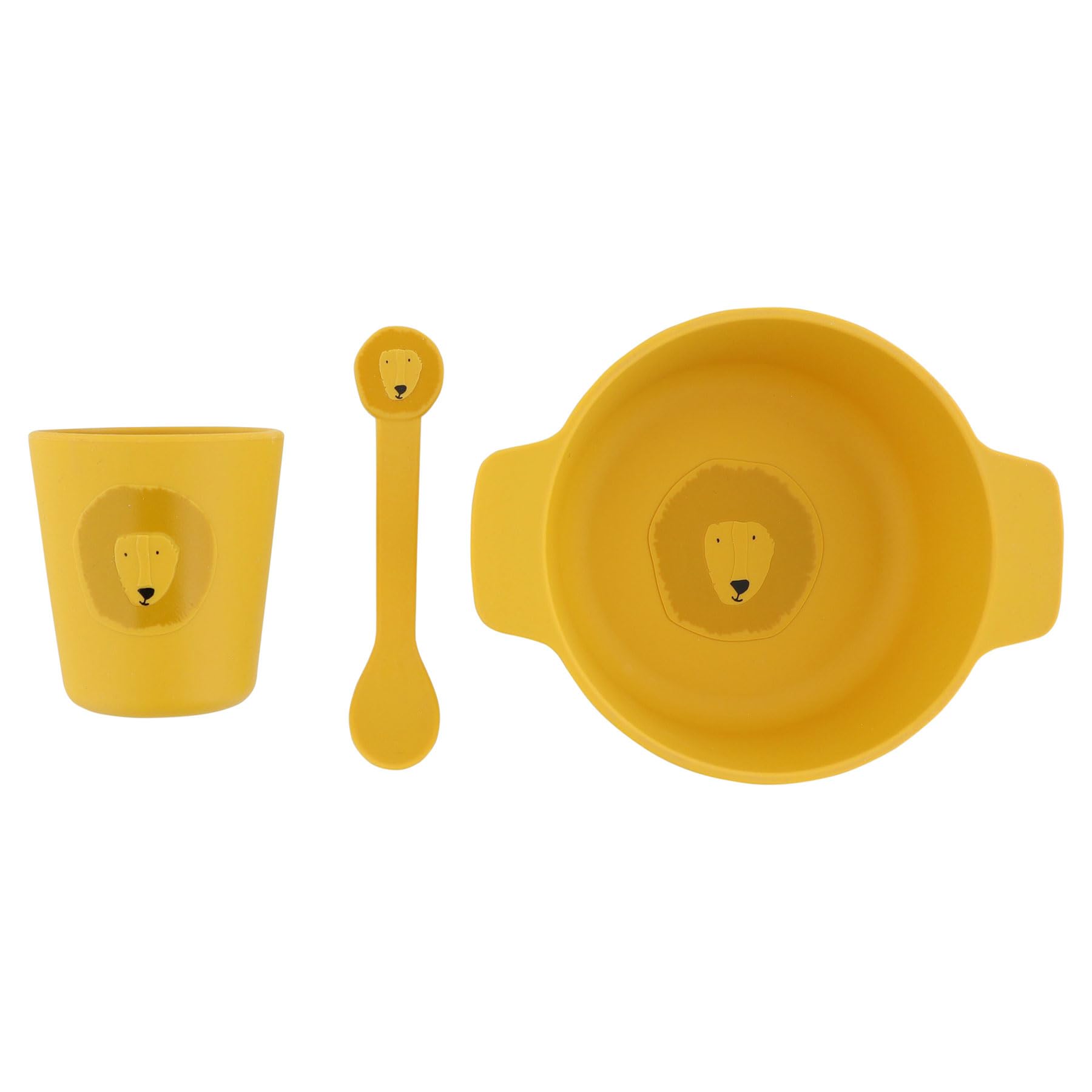 Trixie Silicone First Meal Set - Mr. Lion - Baby Feeding Set with Suction Bowl, Spoon & Cup - Soft, Durable, and Non-Toxic - Perfect for Baby-Led Weaning & Toddlers - Perfect Birth Gift