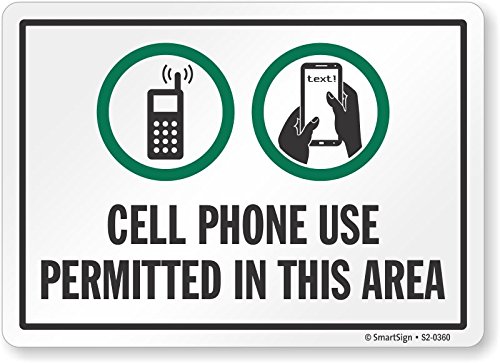 SmartSign 'Cell Phone Use Permitted in This Area' Sign | 10' x 14' Plastic