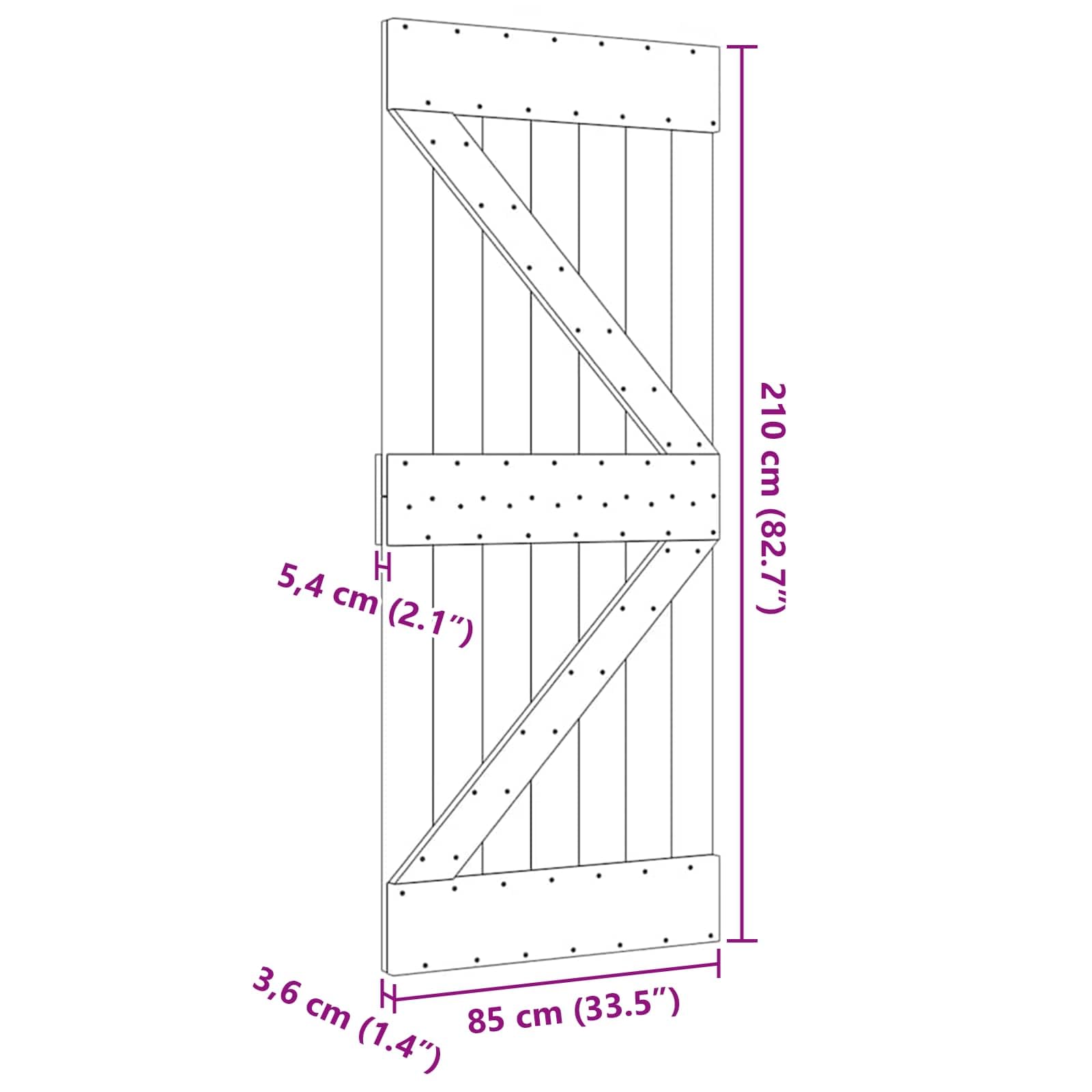 vidaXL Porta NARVIK Naturale 85 x 210 cm Legno di pino solido, Porta rettangolare moderna, in pino solido, salvaspazio, divisorio, design contemporaneo e funzionale