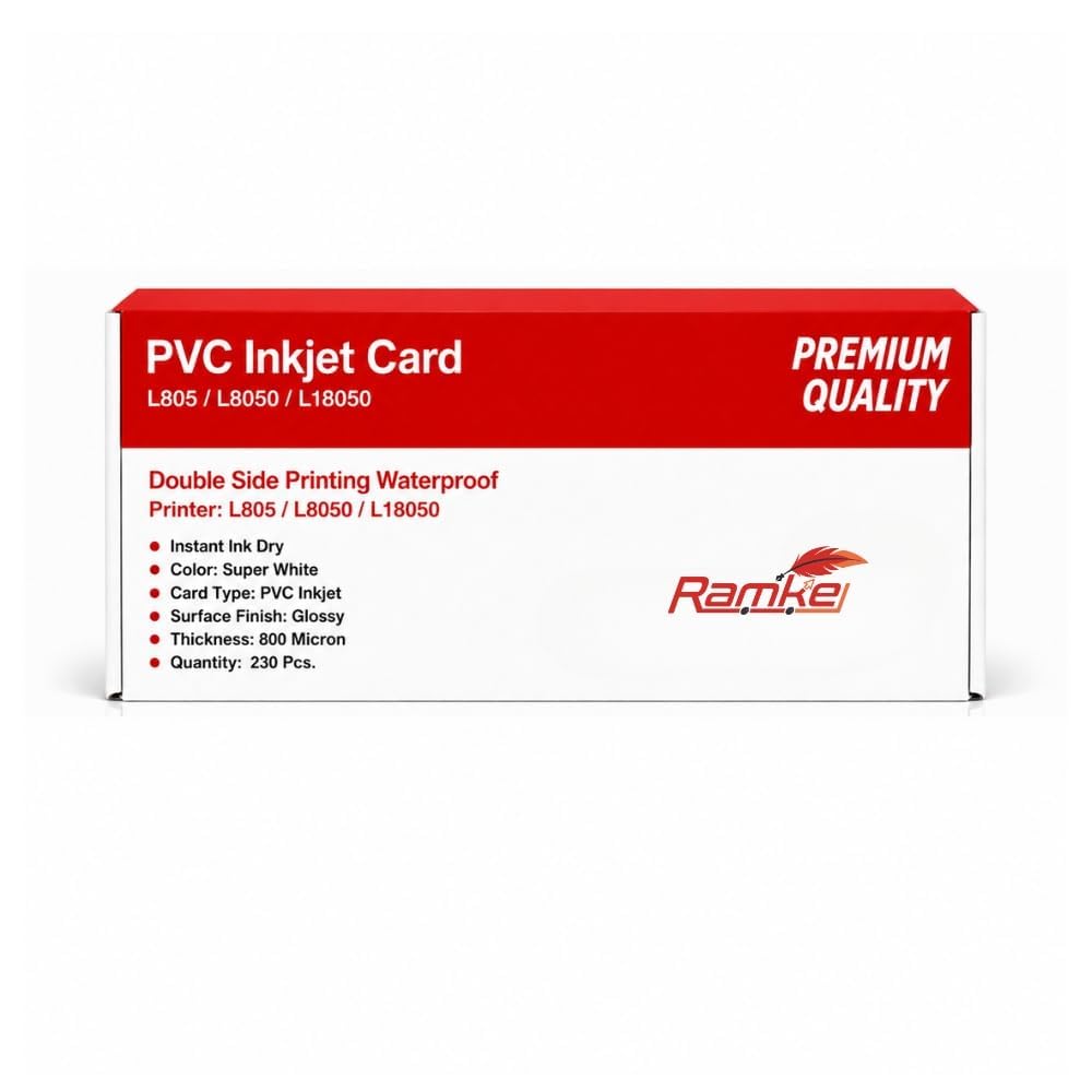 Ramke 800 Micron Double Side Printable PVC ID Card for Inkjet Printers – Epson 8100 New, L8050, L18050, Pack of 230 Cards-image-30
