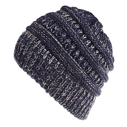 ALXDR BeanieTail Soft Stretch Cable Knit Messy High Bun Ponytail Beanie Hat para Mujeres niñas,B