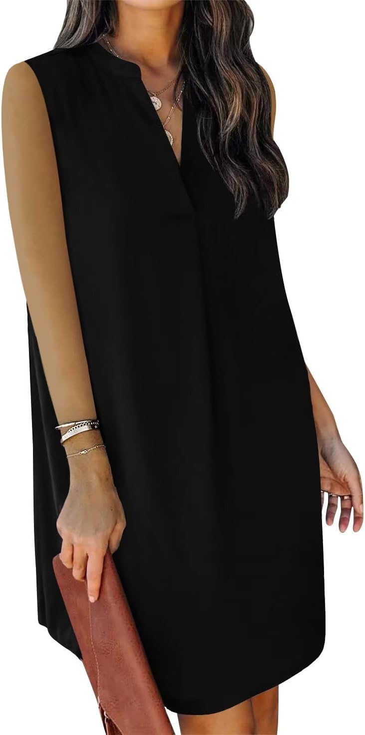 ANFTFH Women's Sleeveless Dresses 2026 V Neck Casual Trendy Dresses(S-2XL)