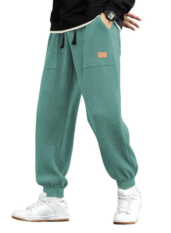 Men's Corduroy Cargo Jogger Pants - Baggy Fit, Elastic Drawstring Waist, Casual Sweatpants With Pockets - View #5