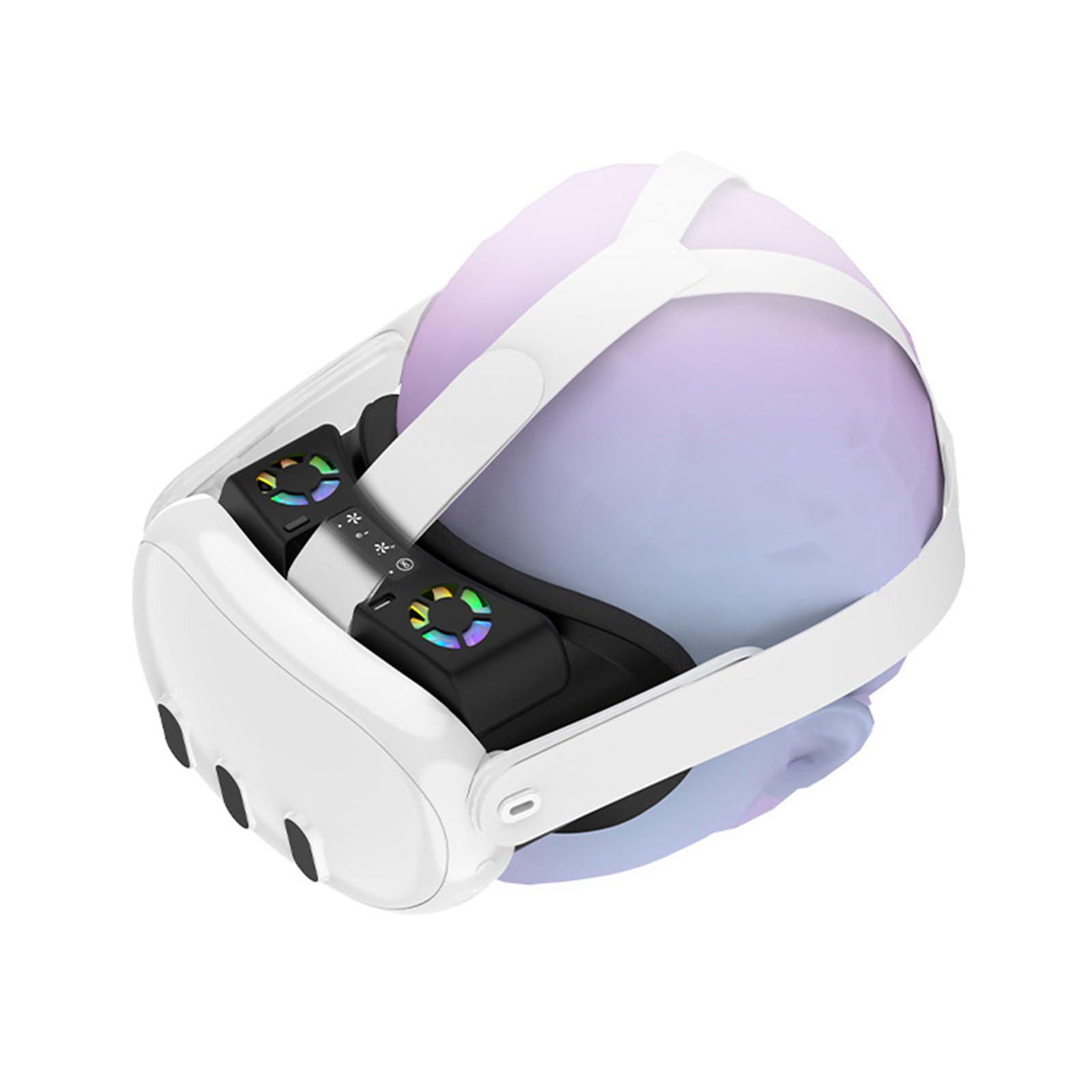 Ventola di raffreddamento RGB compatibile con Meta Quest 3 VR Accessori per cuffie Soft Traspirante Copertura per il viso Cuscino Pad Schiuma Interfaccia Facciale Staffa Ventola di raffreddamento