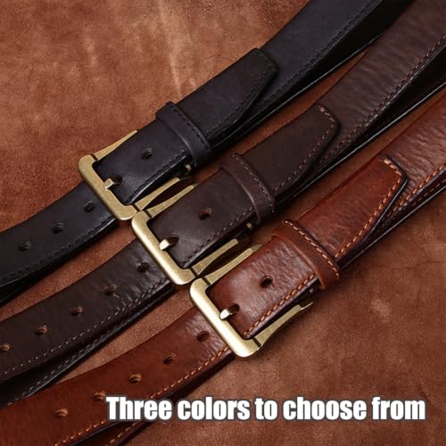 Full Grain Leather Belts for Men, Mens Belts for Jeans, Classic Casual Belt Heavy Duty Work Belt Men,A Khaki,115CM/45.3''3