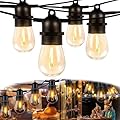 Guntsous S14 LED Outdoor String Lights 27FT with Edison Vintage Shatterproof Bulbs and Commercial Grade Weatherproof Lights for Balcony, Patio, Porch, Backyard (27FT 10LED)