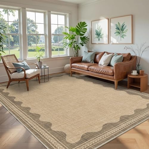 Easy Jute Rug 8x10 Outdoor Rug Scalloped Washable Rugs for