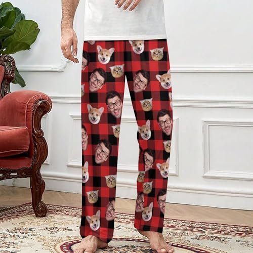 Custom Pajamas Pants with Photo for Men Women:Made in USA Personalized Pajama Trousers,Gifts for Wife Husband3