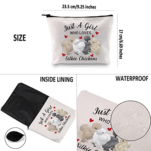 G2TUP Silkie Chicken Lover Gift Who Loves Silkie Chickens Makeup Bag Silkie Chicken Owner Cosmetic Bag Crazy Chicken Lady Zipper Travel Bag (Who Loves Silkie Chickens White Bag)3