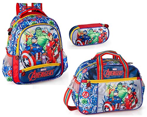 Marvel  S The Avengers Mochila  Bolsa Deporte Y Caja de Lápices Jóvenes