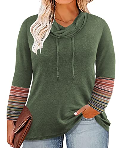Image of CARCOS Womens Plus Size Tops Mock Neck Long Sleeve Shirts Turtleneck Tunics for Fall Winter XL-5XL