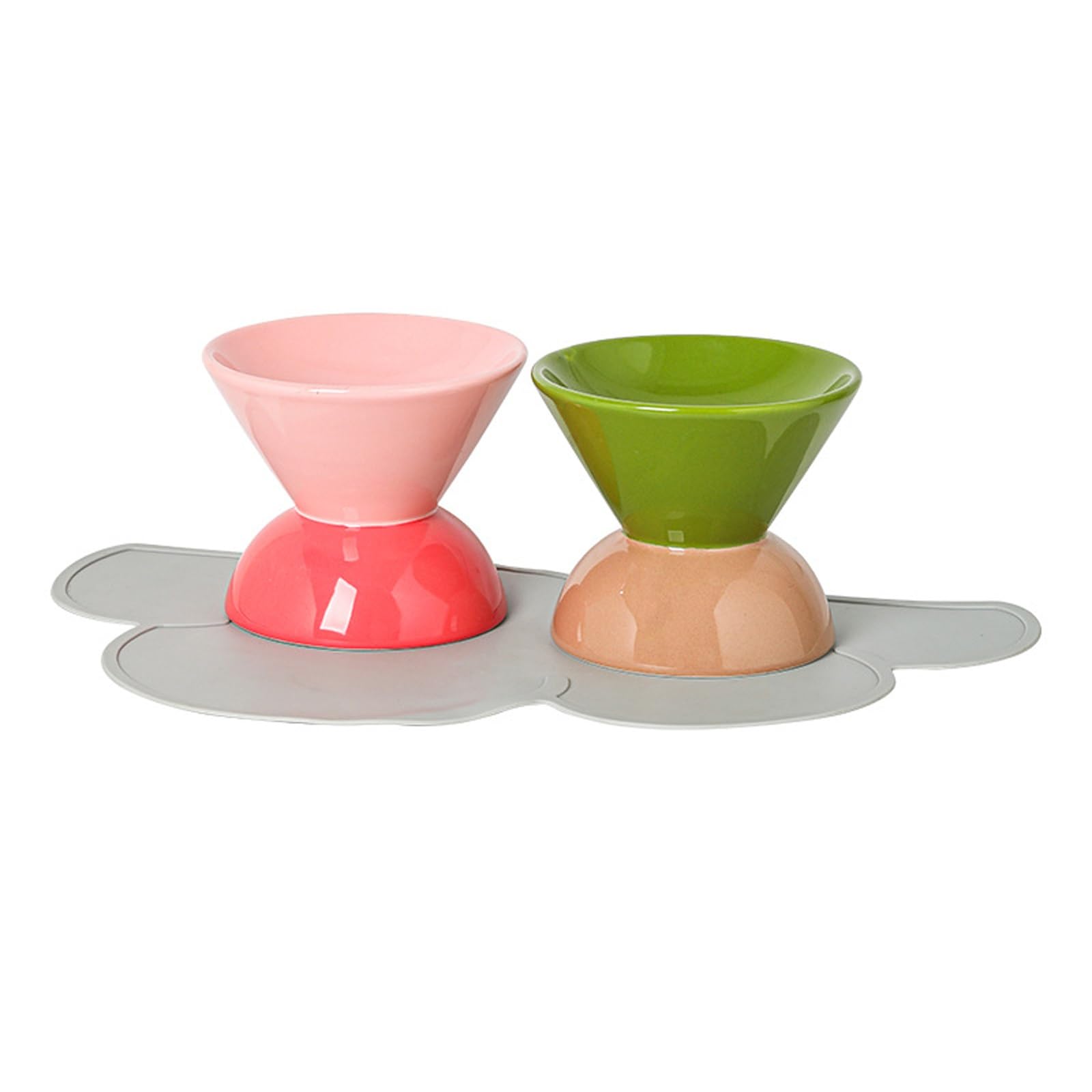 Ceramiczna miska dla psa i kota, podwyższona ceramiczna miska na karmę dla psów i psów, zestaw misek na wodę dla małych psów i kotów, antypoślizgowa mata dla psa, podwójne miski dla zwierząt