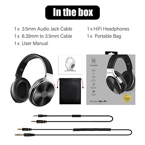 Image of OneOdio Wired Headphones - Over Ear Headphones with Noise Isolation Dual Jack Professional Studio Monitor & Mixing Recording for Guitar Amp Drum Keyboard Podcast PC Computer