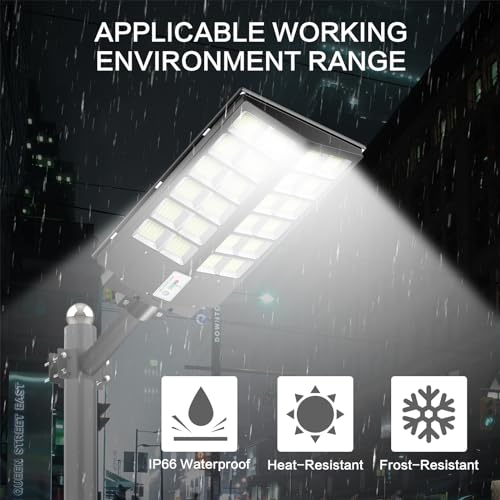 Image of 1500W Solar Street Light Outdoor Waterproof 120000 Lumens Dusk to Dawn Solar Flood Light Motion Sensor, LED Solar Lights with Remote Control for Parking Lot, Backyard