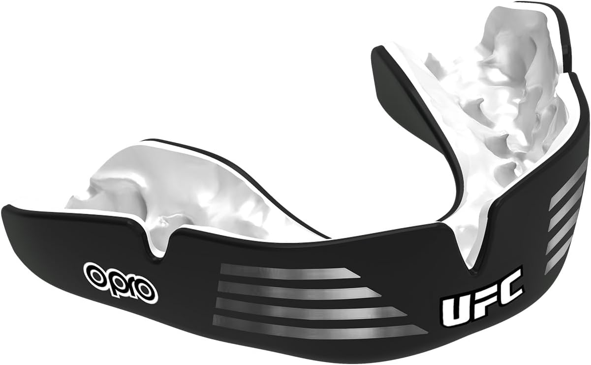 OPRO NEW Instant Custom-Fit UFC Mouth Guard, Dentist Mouthguard, Revolutionary Fitting Technology for Ultimate Comfort, Protection and Fit, Gum Shield for Boxing, MMA, Combat Sports (UFC Black, Adult)