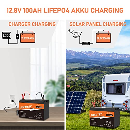 Shentec 12V Litio LiFePO4 100Ah Batteria 1280Wh