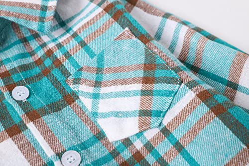 Image of SANGTREE Women and Girls Long Sleeve Flannel Casual Button Down Plaid Shirt